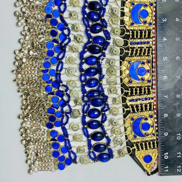 Blue Choker Necklace, Handmade Afghan Choker, Tribal Unique Jewelry designs - Picture 8 of 9